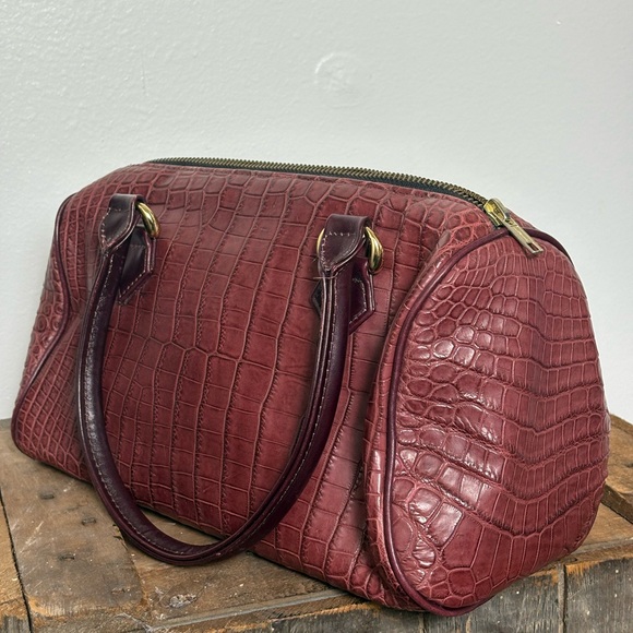 Crocodile handbag Der Dau Custom in Burgundy purse Equestrian - Picture 6 of 11